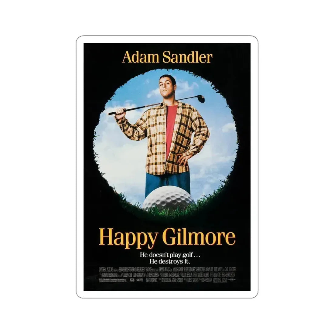 Happy Gilmore 1996 Movie Poster STICKER Vinyl Die-Cut Decal 4 Inch - The Sticker Space