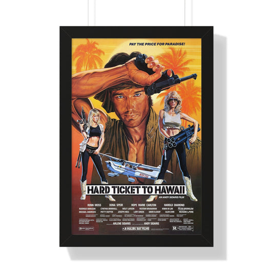 HARD TICKET TO HAWAII 1987 - Framed Movie Poster-16″ x 24″-The Sticker Space