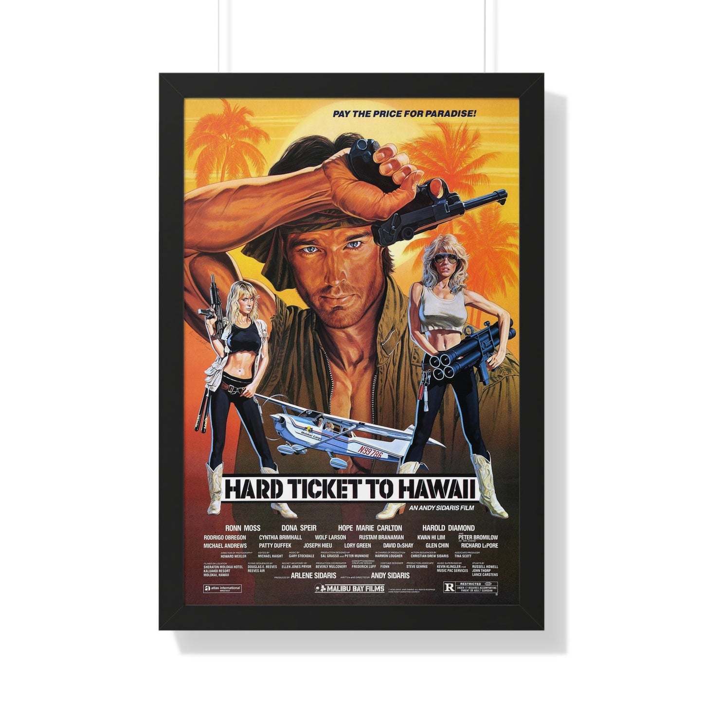 HARD TICKET TO HAWAII 1987 - Framed Movie Poster-20" x 30"-The Sticker Space