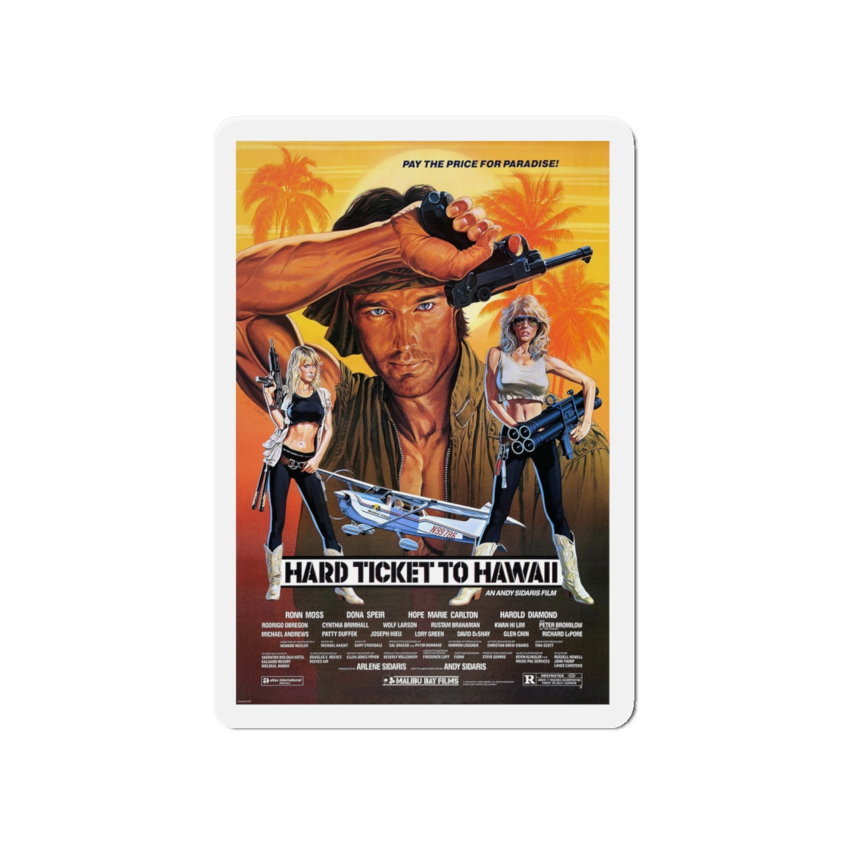 HARD TICKET TO HAWAII 1987 Movie Poster - Die-Cut Magnet-4" x 4"-The Sticker Space