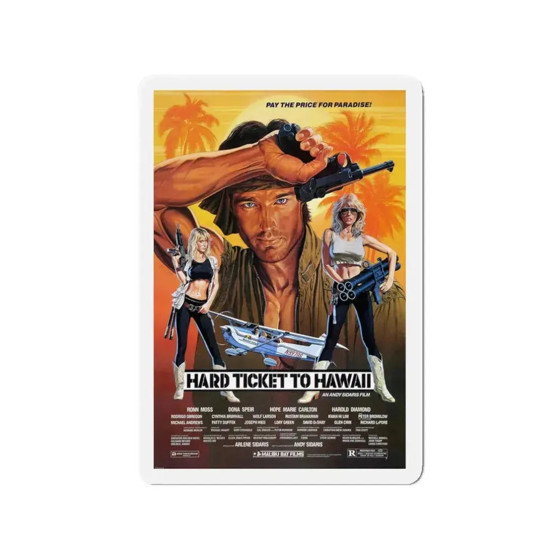 HARD TICKET TO HAWAII 1987 Movie Poster - Refrigerator Magnet 3 Inch - The Sticker Space