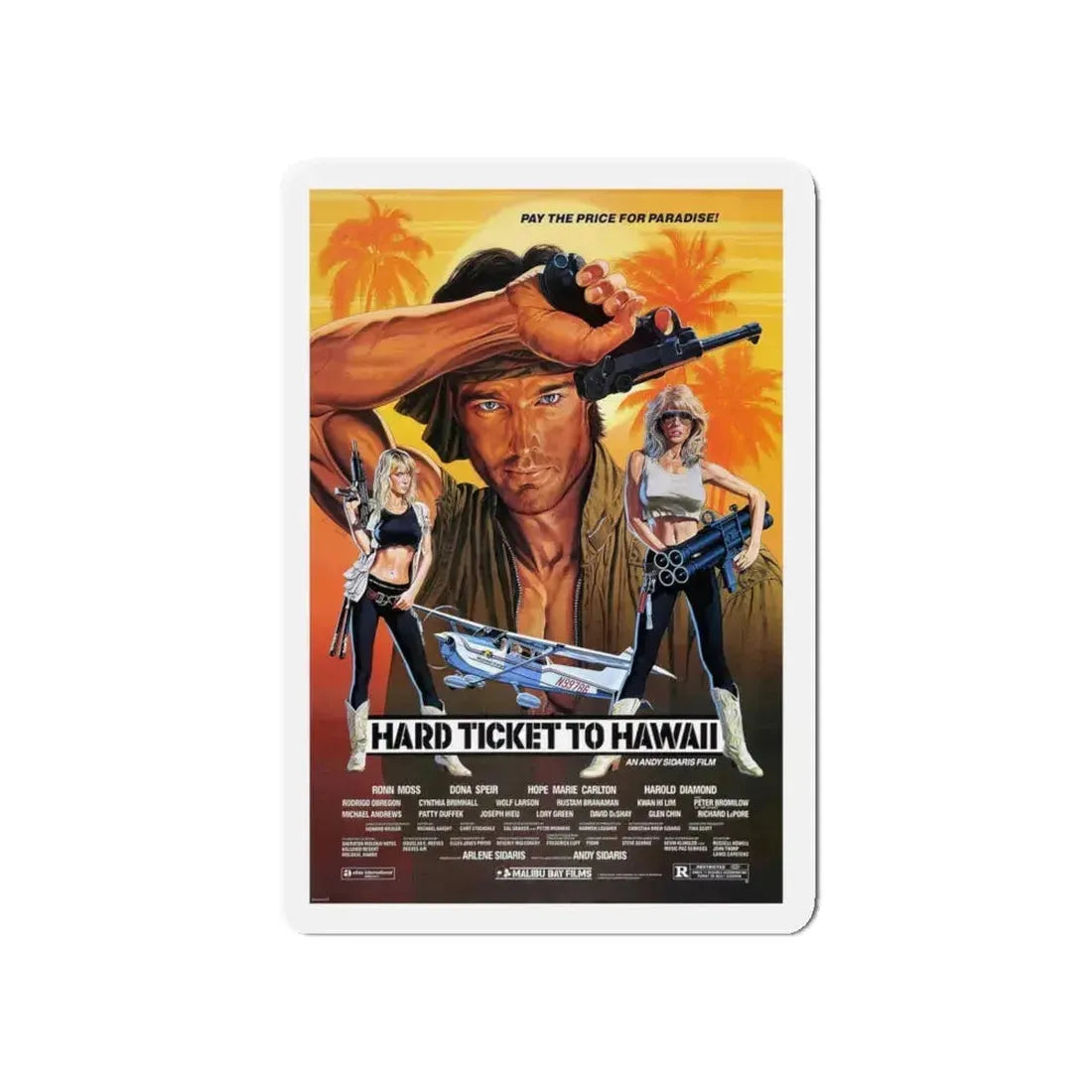 HARD TICKET TO HAWAII 1987 Movie Poster - Refrigerator Magnet 5 Inch - The Sticker Space
