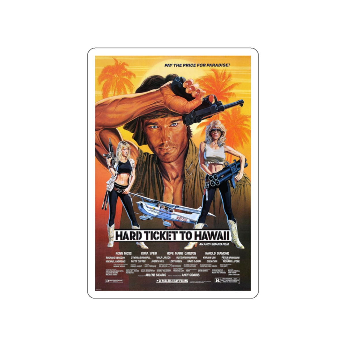 HARD TICKET TO HAWAII 1987 Movie Poster STICKER Vinyl Die-Cut Decal-2 Inch-The Sticker Space