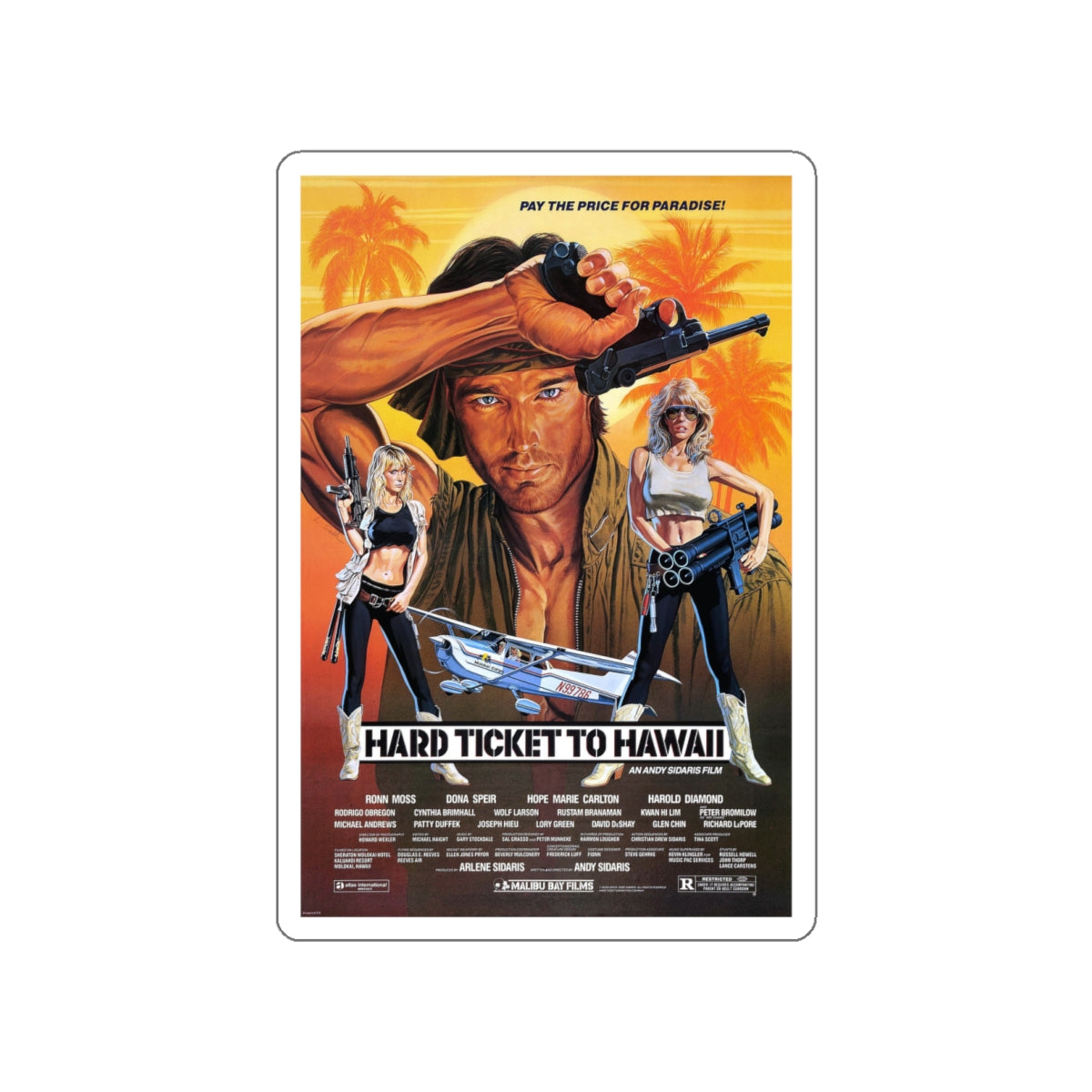 HARD TICKET TO HAWAII 1987 Movie Poster STICKER Vinyl Die-Cut Decal-4 Inch-The Sticker Space