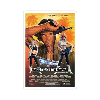 HARD TICKET TO HAWAII 1987 Movie Poster - STICKER Vinyl Kiss-Cut Decal 4 Inch White - The Sticker Space