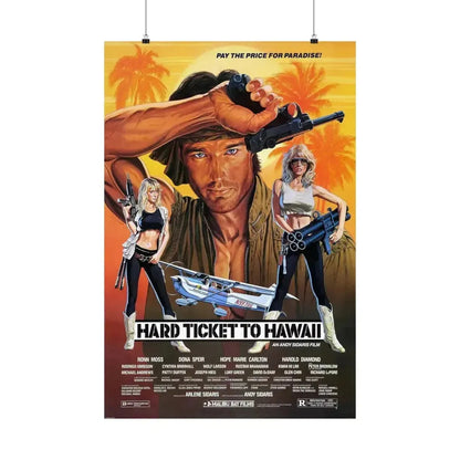 HARD TICKET TO HAWAII 1987 - Paper Movie Poster - The Sticker Space