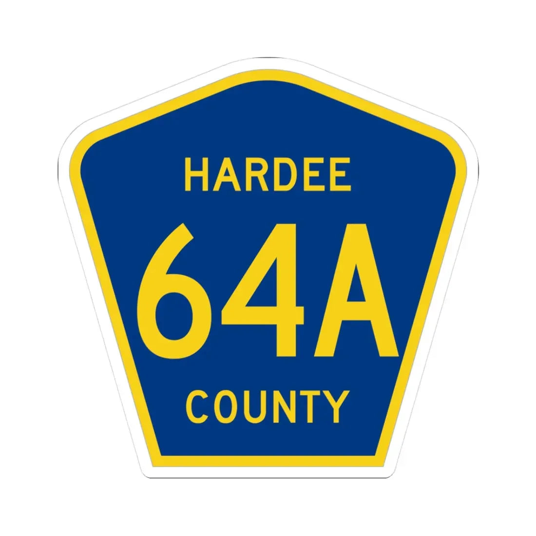 Hardee County 64A (Florida) (Road Sign) STICKER Vinyl Kiss-Cut Decal 3 Inch White - The Sticker Space