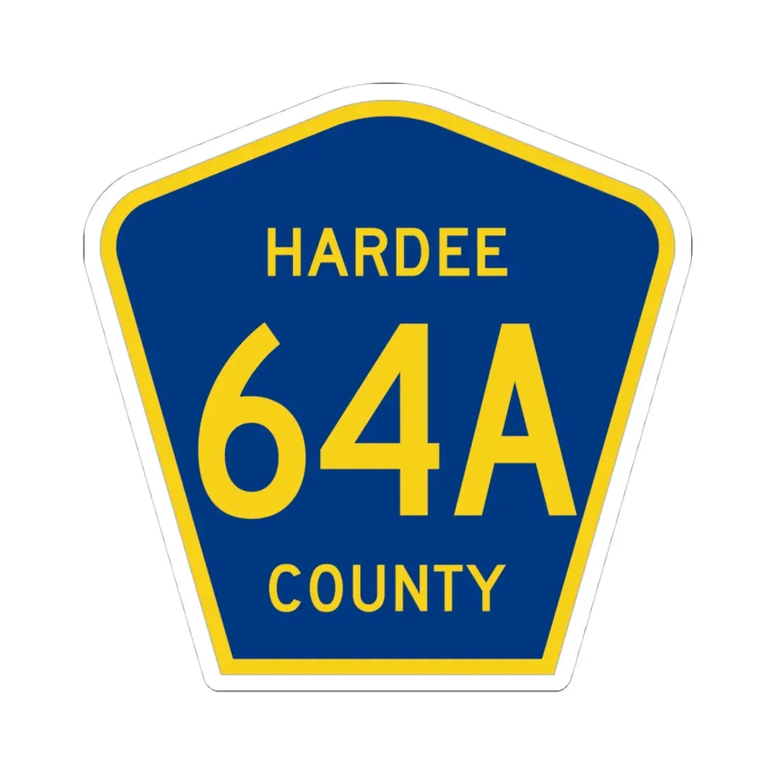 Hardee County 64A (Florida) (Road Sign) STICKER Vinyl Kiss-Cut Decal 4 Inch White - The Sticker Space