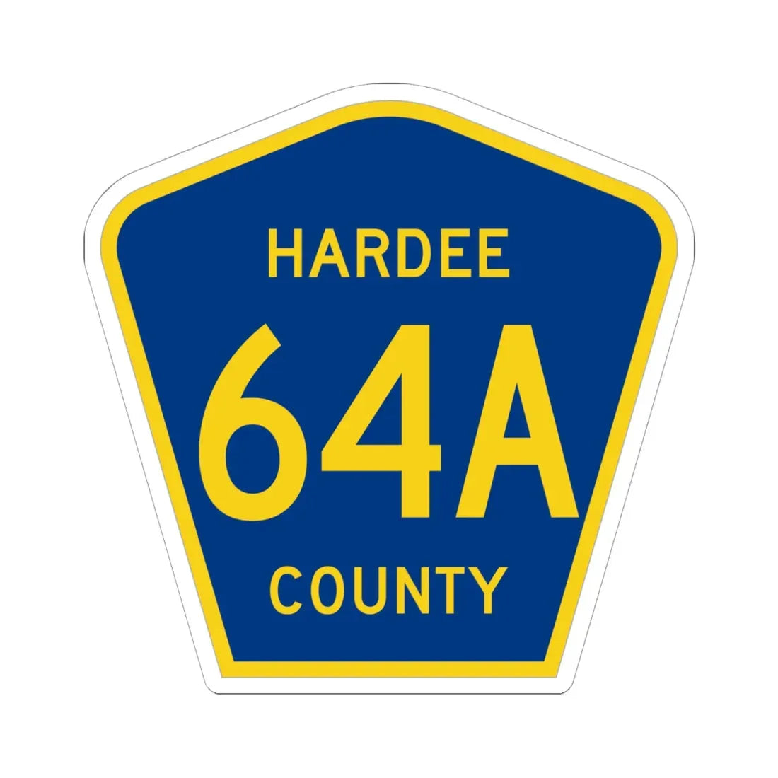 Hardee County 64A (Florida) (Road Sign) STICKER Vinyl Kiss-Cut Decal 6 Inch White - The Sticker Space