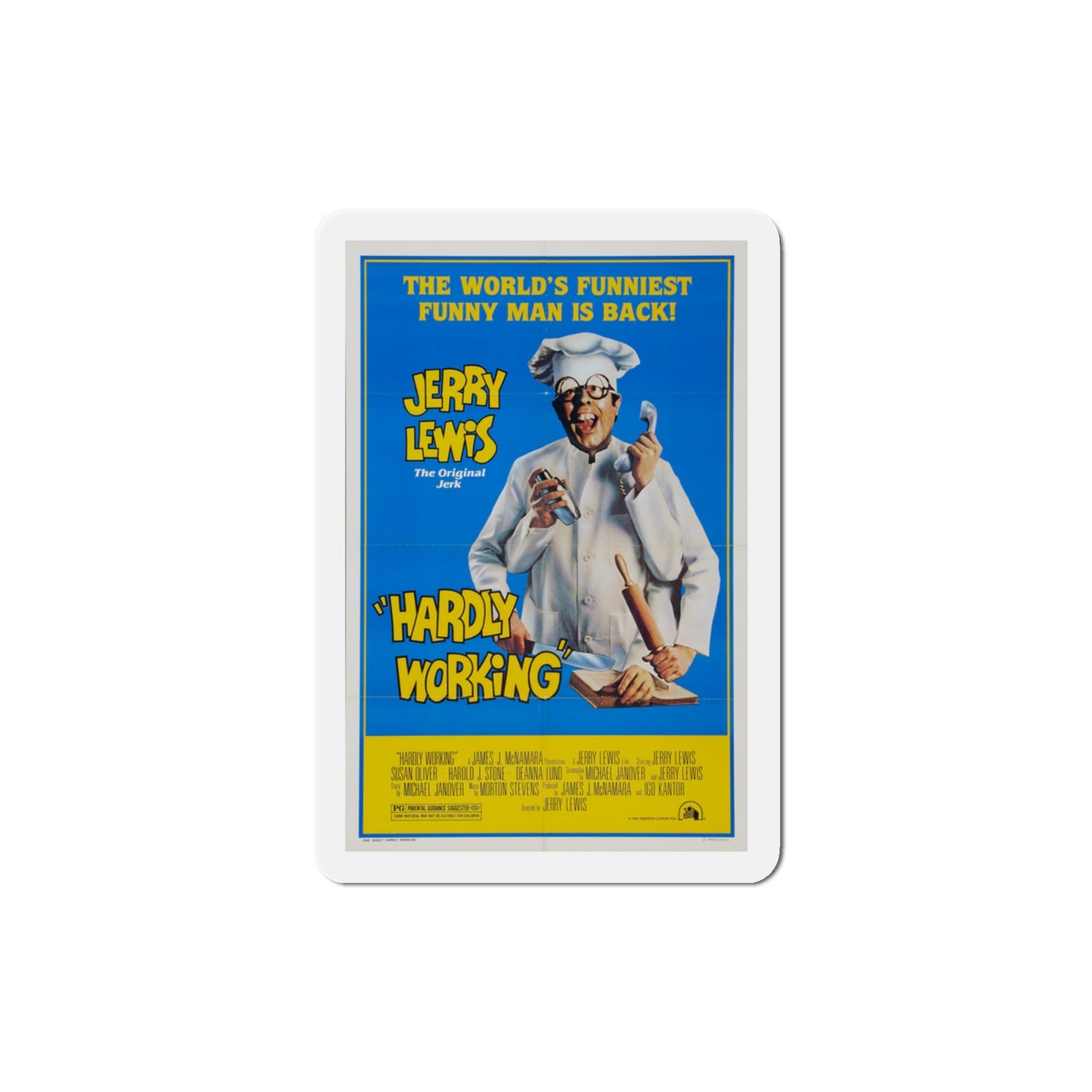 Hardly Working 1980 Movie Poster Die-Cut Magnet-3" x 3"-The Sticker Space