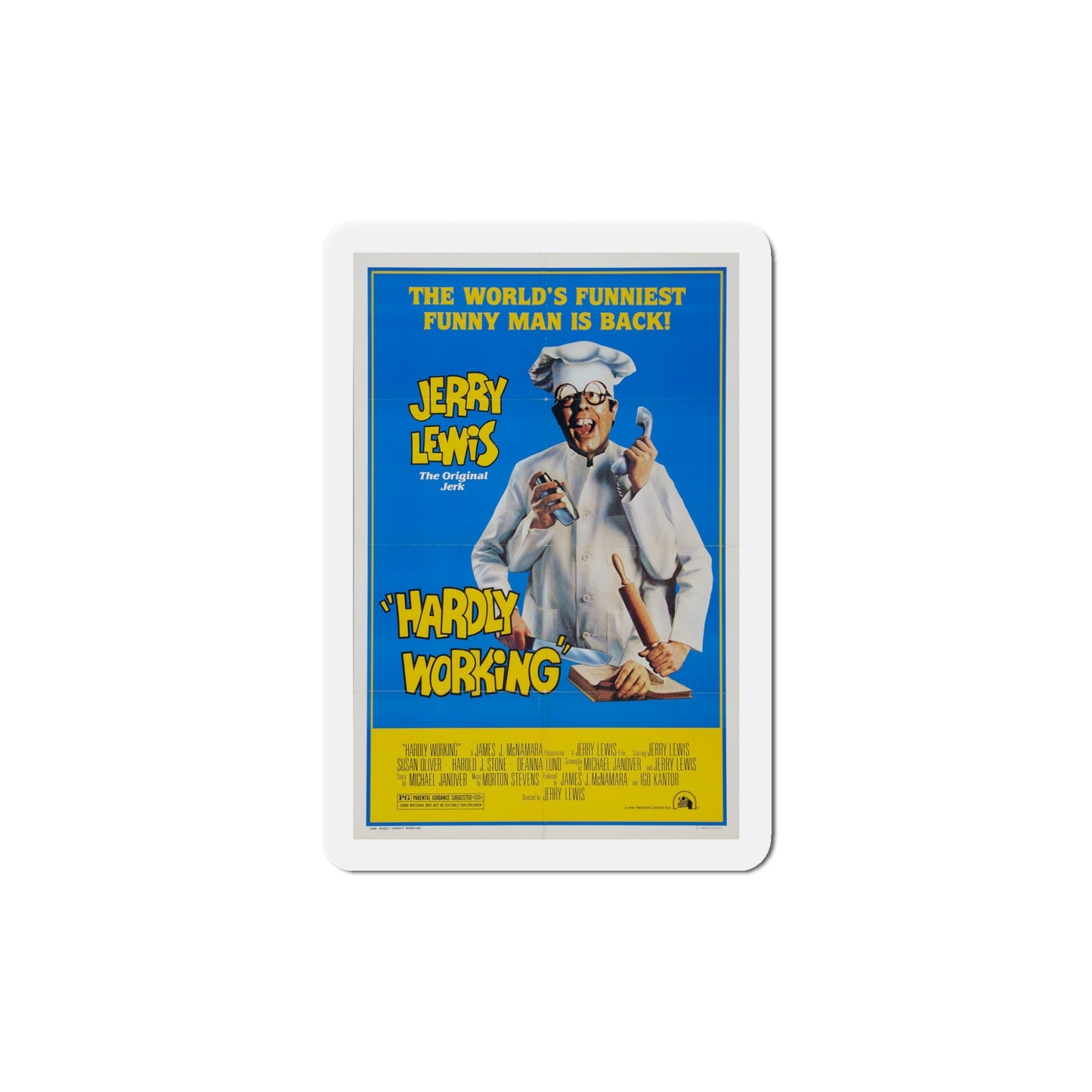 Hardly Working 1980 Movie Poster Die-Cut Magnet-5" x 5"-The Sticker Space