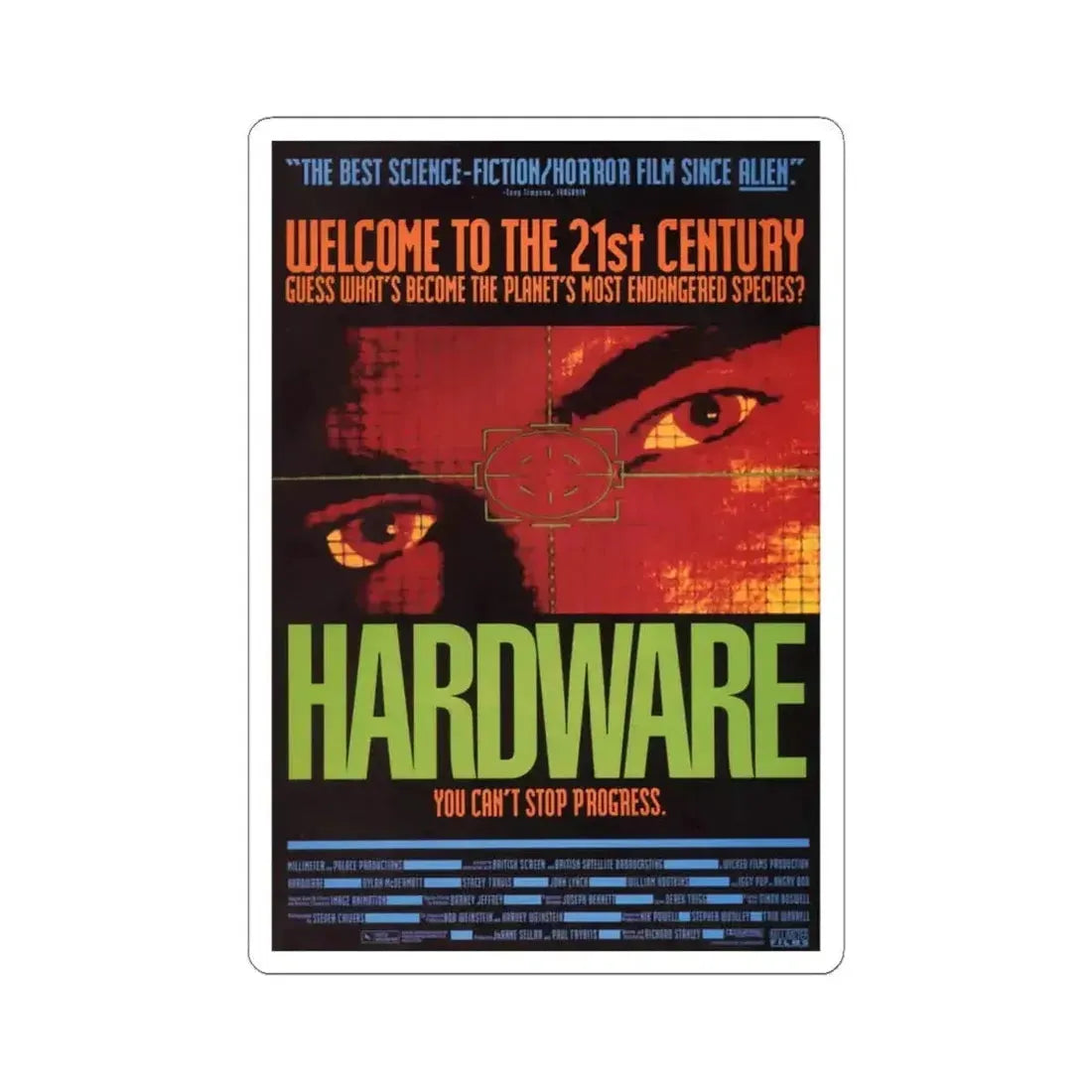 HARDWARE 1990 Movie Poster - STICKER Vinyl Kiss-Cut Decal 6 Inch White - The Sticker Space