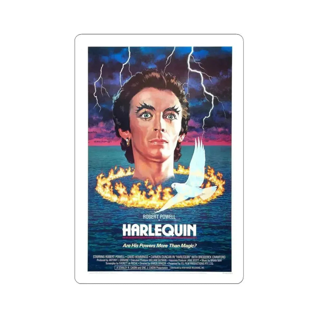 HARLEQUIN 1980 Movie Poster - STICKER Vinyl Kiss-Cut Decal 6 Inch White - The Sticker Space