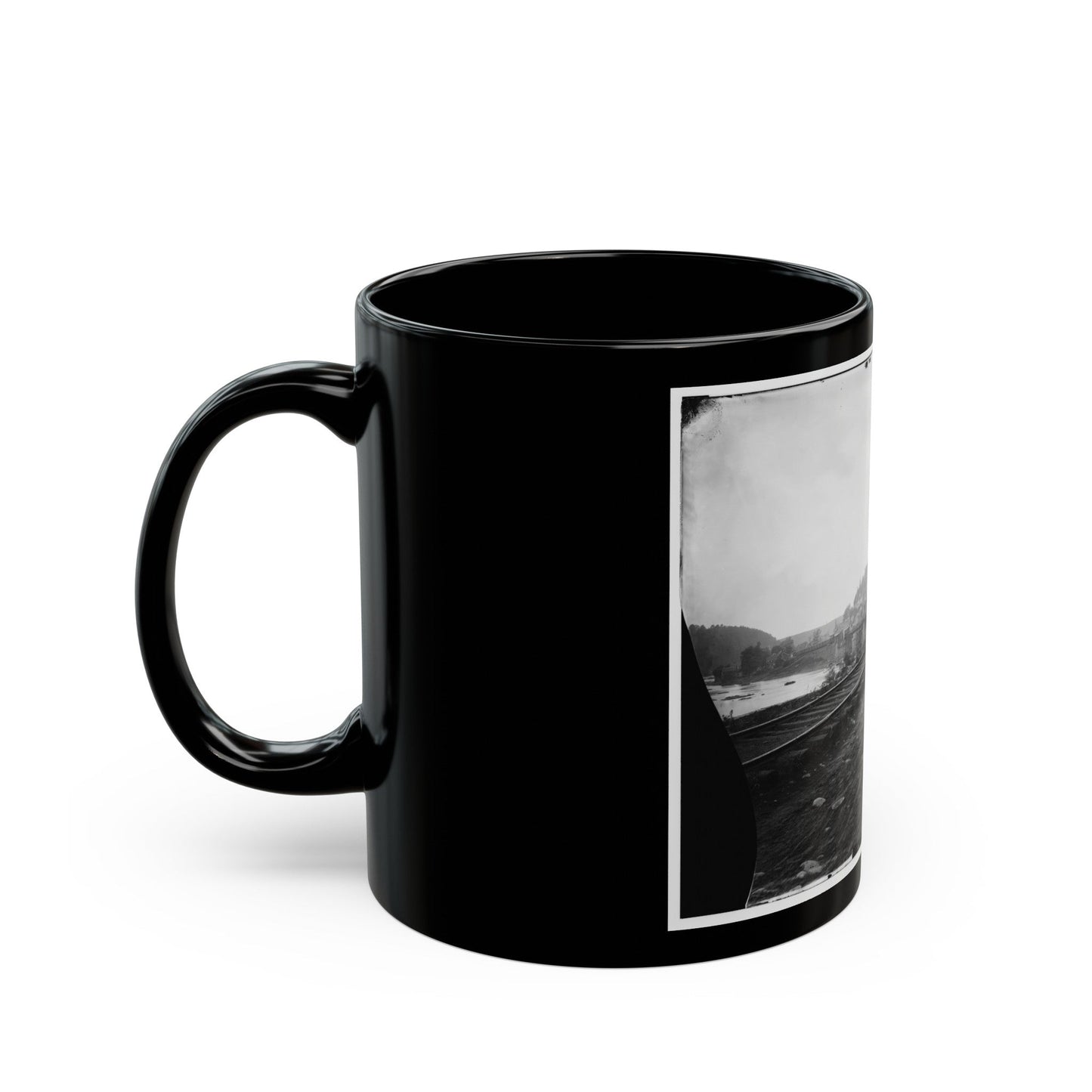 Harper's Ferry, W. Va. View Of The Town And Railroad Bridge (U.S. Civil War) Black Coffee Mug-The Sticker Space