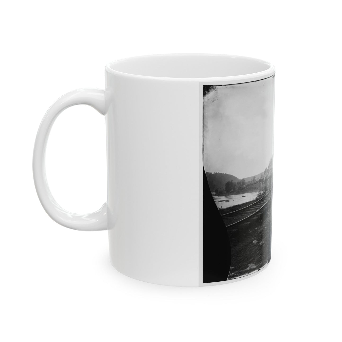 Harper's Ferry, W. Va. View Of The Town And Railroad Bridge (U.S. Civil War) White Coffee Mug-The Sticker Space