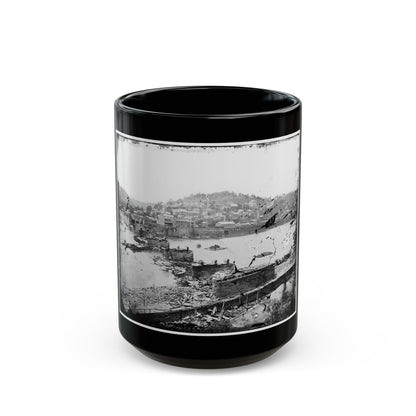 Harper's Ferry, W. Va. View Of Town; Railroad Bridge In Ruins (U.S. Civil War) Black Coffee Mug-15oz-The Sticker Space