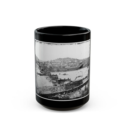 Harper's Ferry, W. Va. View Of Town; Railroad Bridge In Ruins (U.S. Civil War) Black Coffee Mug-15oz-The Sticker Space