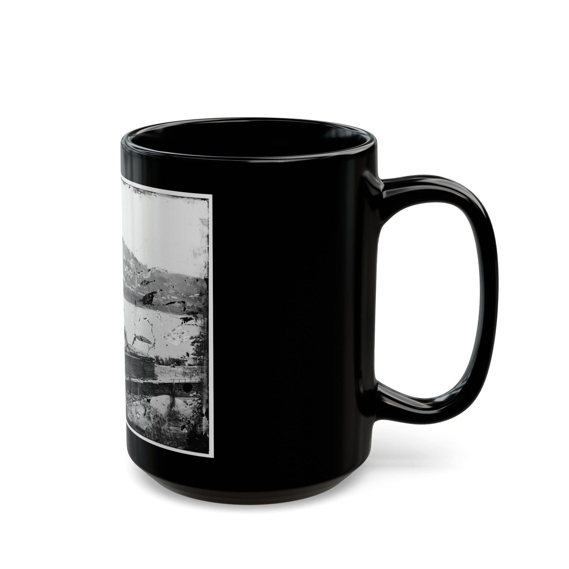 Harper's Ferry, W. Va. View Of Town; Railroad Bridge In Ruins (U.S. Civil War) Black Coffee Mug-The Sticker Space