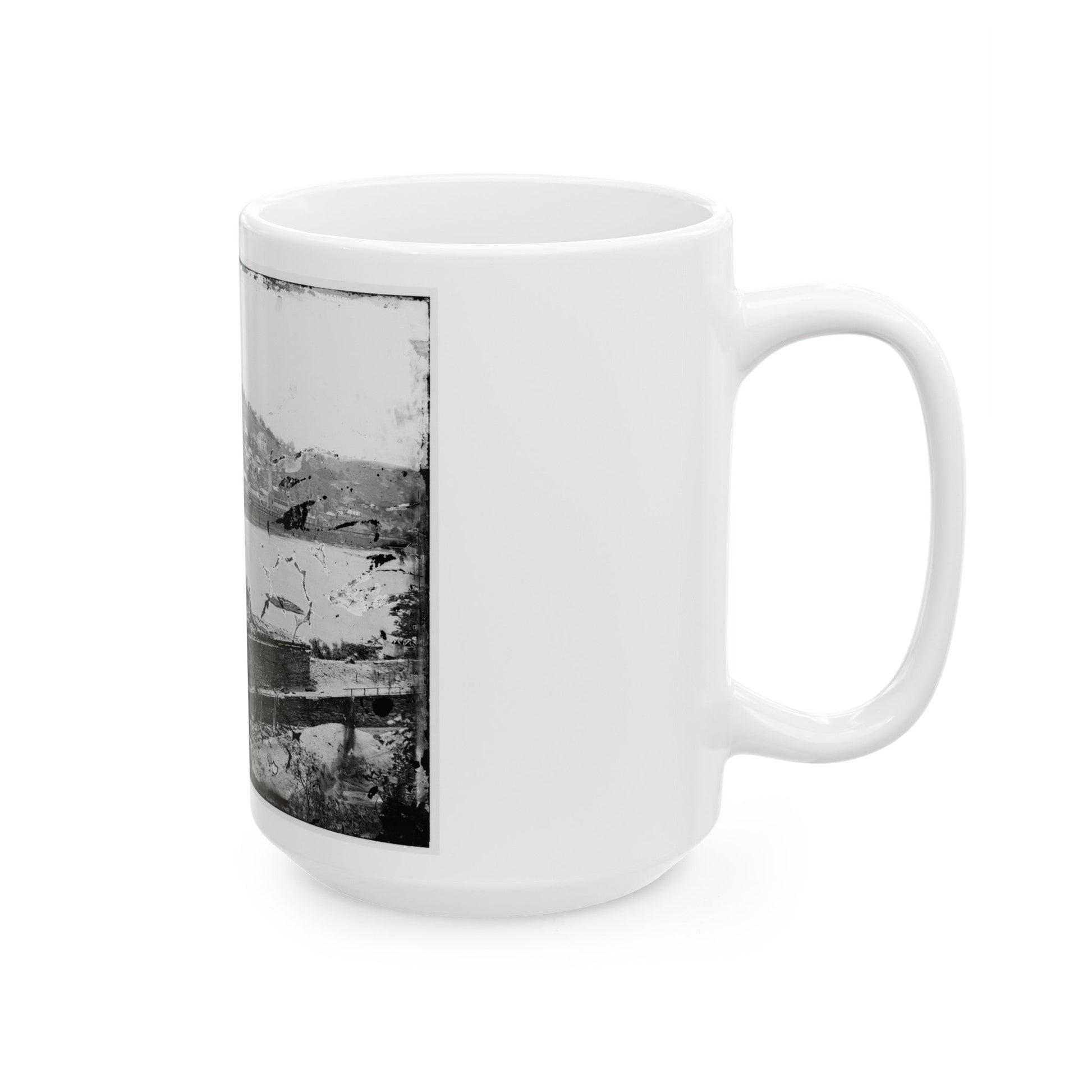 Harper's Ferry, W. Va. View Of Town; Railroad Bridge In Ruins (U.S. Civil War) White Coffee Mug-The Sticker Space