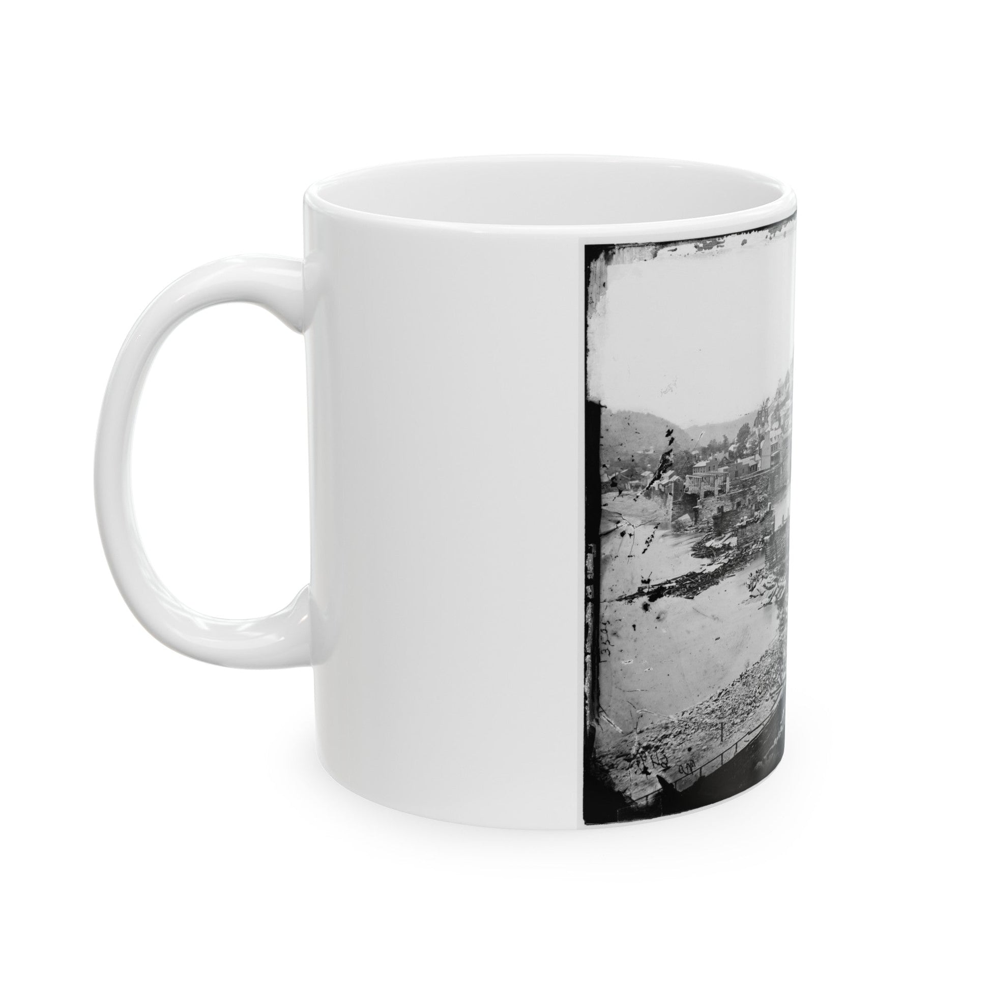 Harper's Ferry, W. Va. View Of Town; Railroad Bridge In Ruins (U.S. Civil War) White Coffee Mug-The Sticker Space