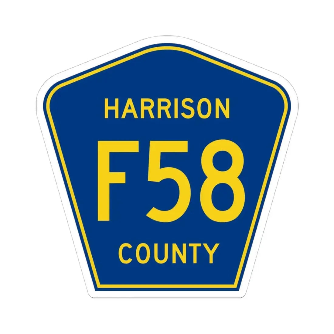 Harrison County Route F58 IA (Iowa) (Road Sign) STICKER Vinyl Kiss-Cut Decal 4 Inch White - The Sticker Space