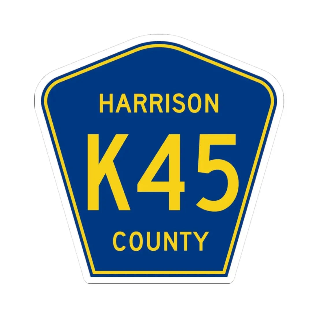 Harrison County Route K45 IA (Iowa) (Road Sign) STICKER Vinyl Kiss-Cut Decal 3 Inch White - The Sticker Space