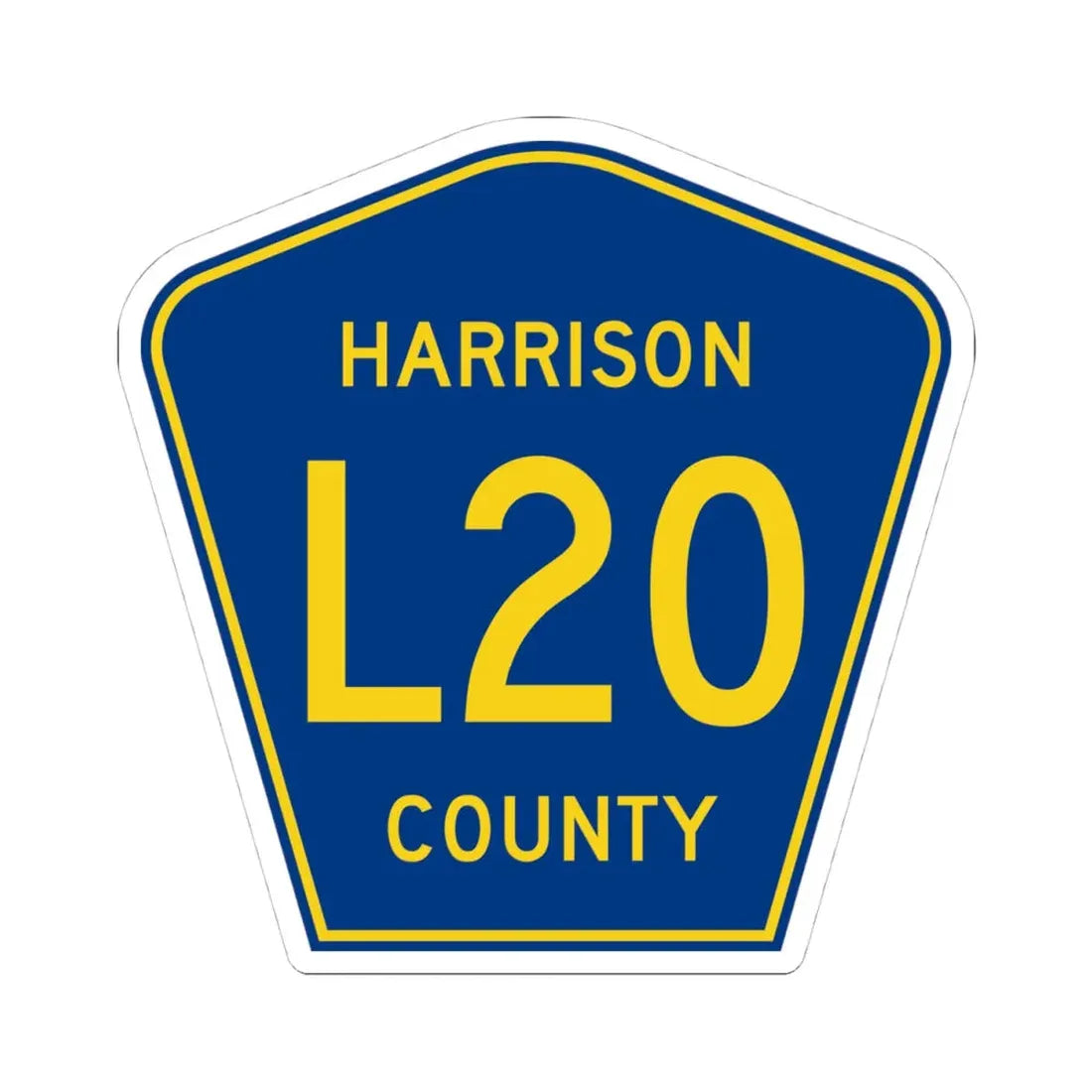 Harrison County Route L20 IA (Iowa) (Road Sign) STICKER Vinyl Kiss-Cut Decal 4 Inch White - The Sticker Space