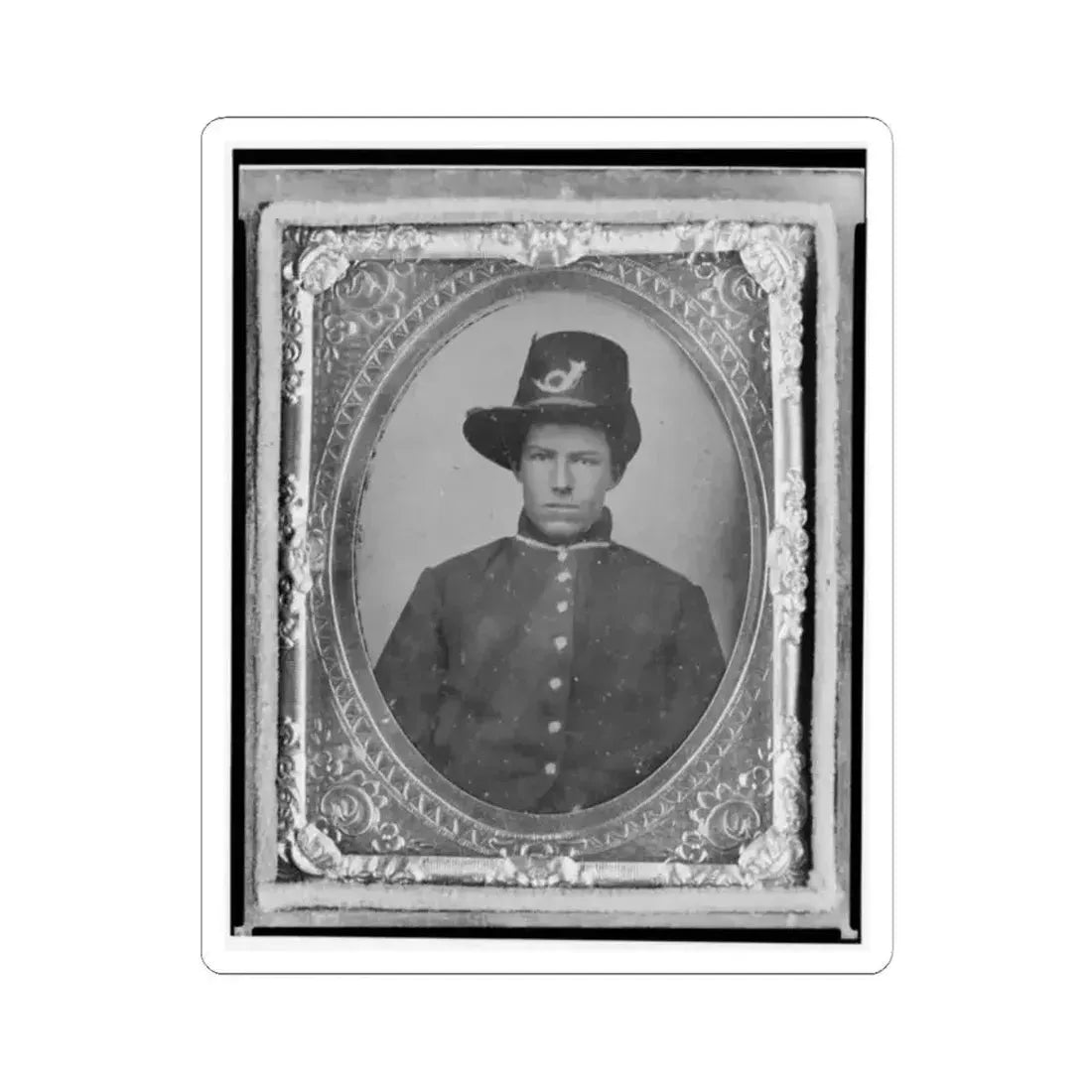 Harrison (Harry) Corbin, Pvt., U.S.A., Half-Length Portrait Facing Front (U.S. Civil War) STICKER Vinyl Kiss-Cut Decal 2 Inch White - The Sticker Space