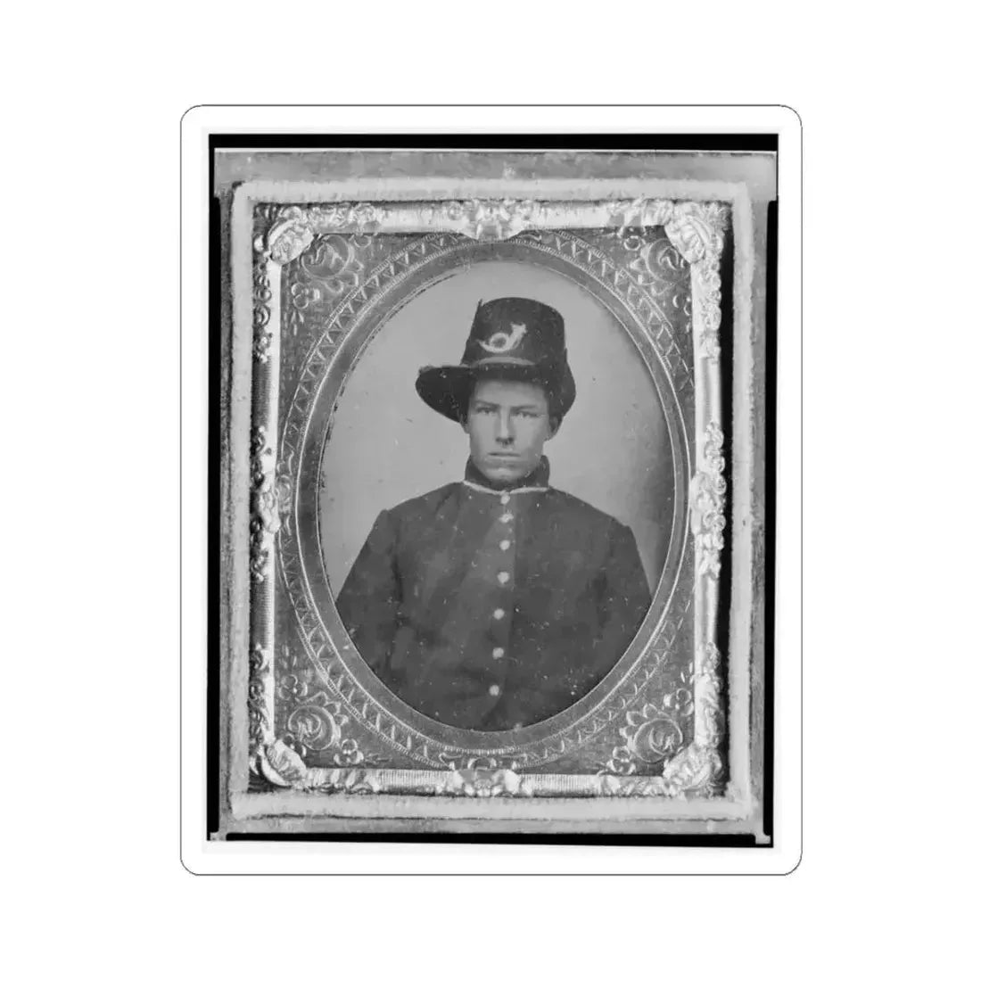 Harrison (Harry) Corbin, Pvt., U.S.A., Half-Length Portrait Facing Front (U.S. Civil War) STICKER Vinyl Kiss-Cut Decal 3 Inch White - The Sticker Space