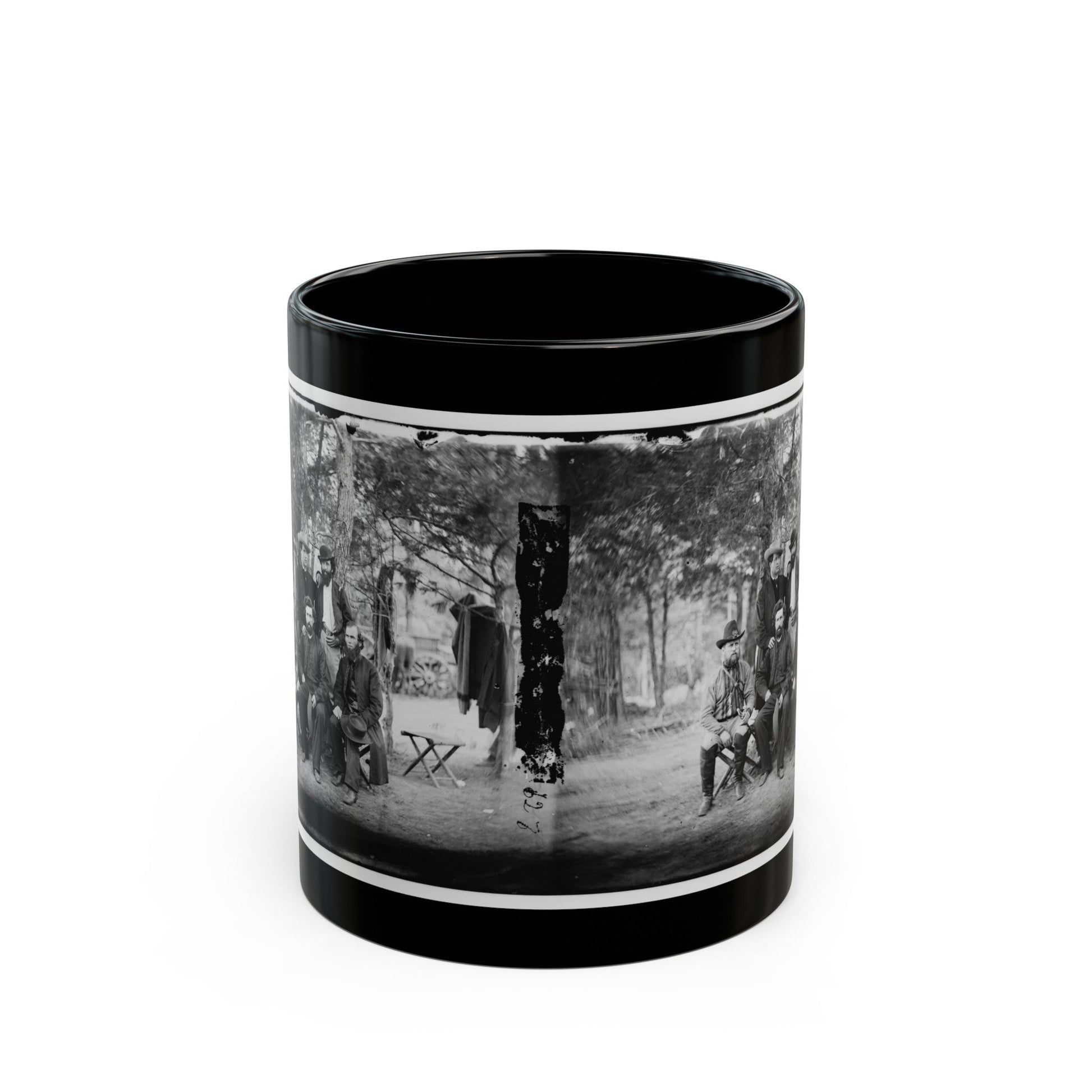 Harrison's Landing, Va. Group Of The Irish Brigade (U.S. Civil War) Black Coffee Mug-11oz-The Sticker Space