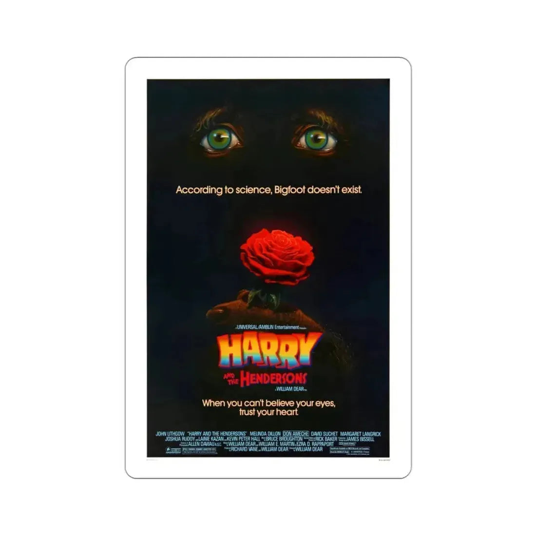 Harry and the Hendersons 1987 Movie Poster STICKER Vinyl Die-Cut Decal 3 Inch - The Sticker Space