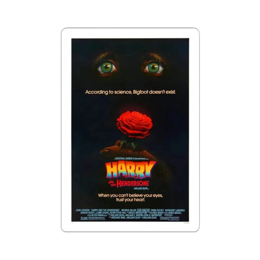 Harry and the Hendersons 1987 Movie Poster - STICKER Vinyl Kiss-Cut Decal 2 Inch White - The Sticker Space