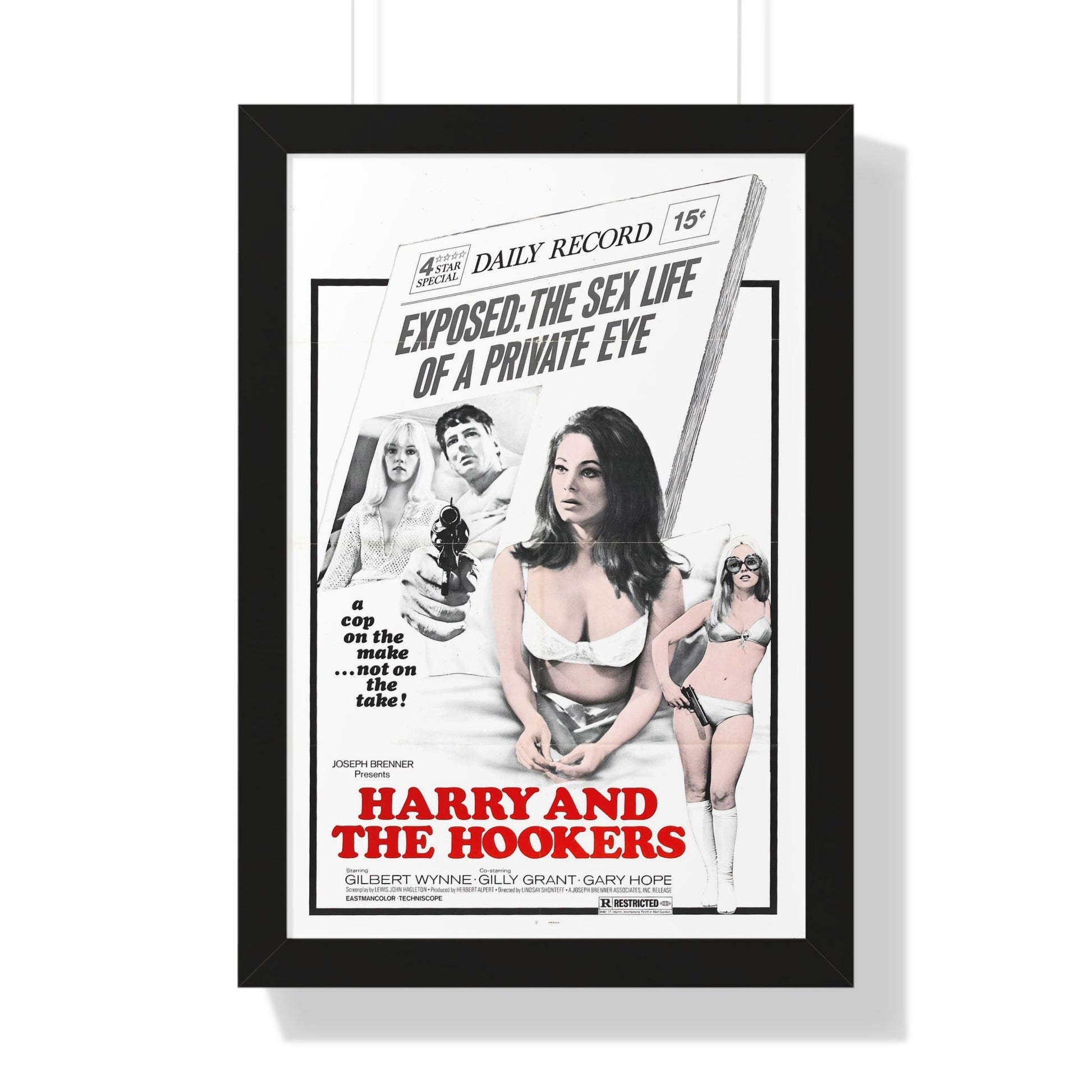 HARRY AND THE HOOKERS 1970 - Framed Movie Poster-16″ x 24″-The Sticker Space