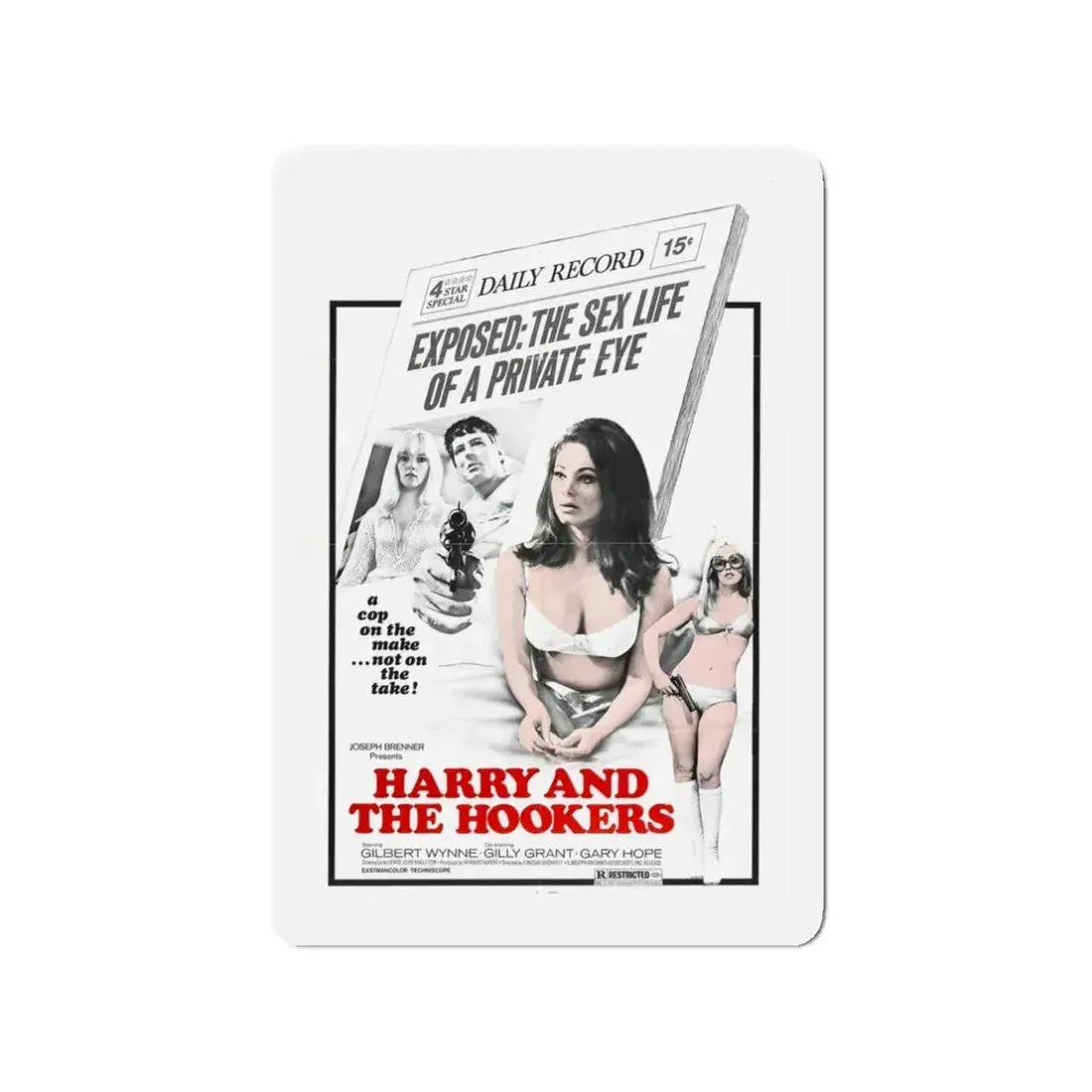 HARRY AND THE HOOKERS 1970 Movie Poster - Refrigerator Magnet 3 Inch - The Sticker Space