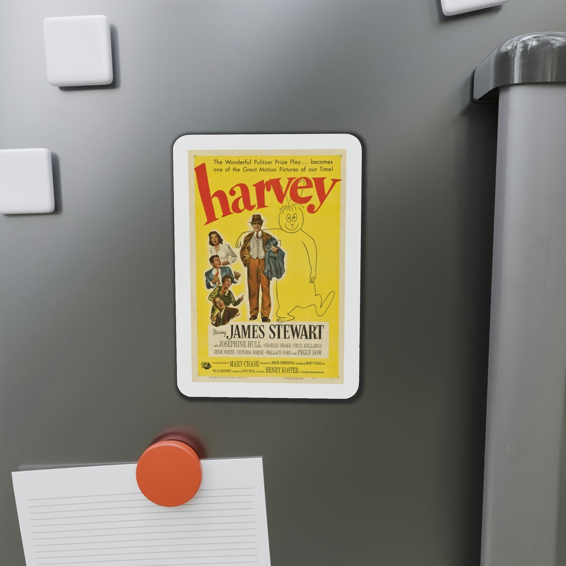 Harvey 1950 Movie Poster Die-Cut Magnet-The Sticker Space