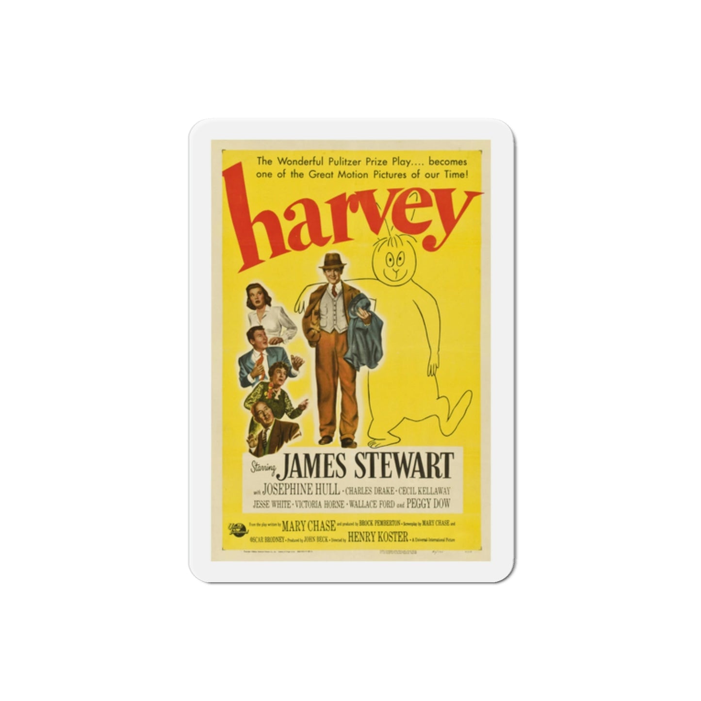 Harvey 1950 Movie Poster Die-Cut Magnet-2 Inch-The Sticker Space