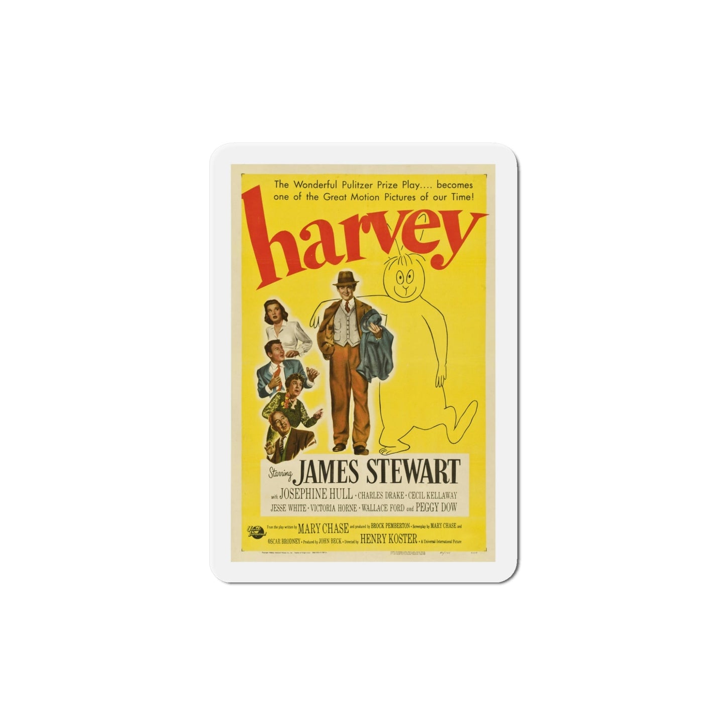 Harvey 1950 Movie Poster Die-Cut Magnet-5 Inch-The Sticker Space