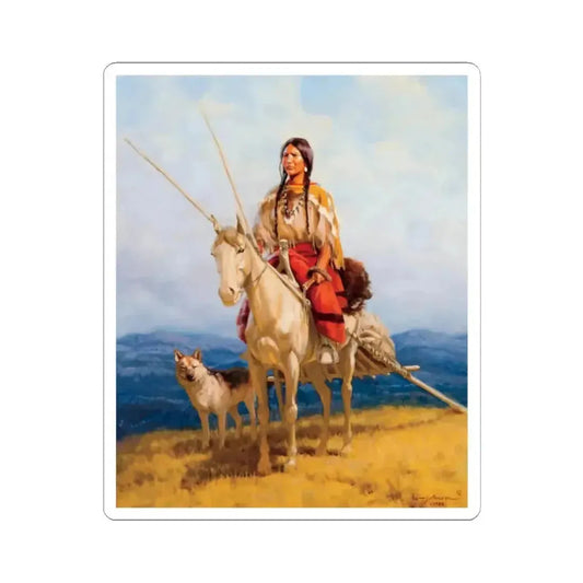 Harvey Johnson - Travois (Native Americans in Art) STICKER Vinyl Kiss-Cut Decal 2 Inch White - The Sticker Space