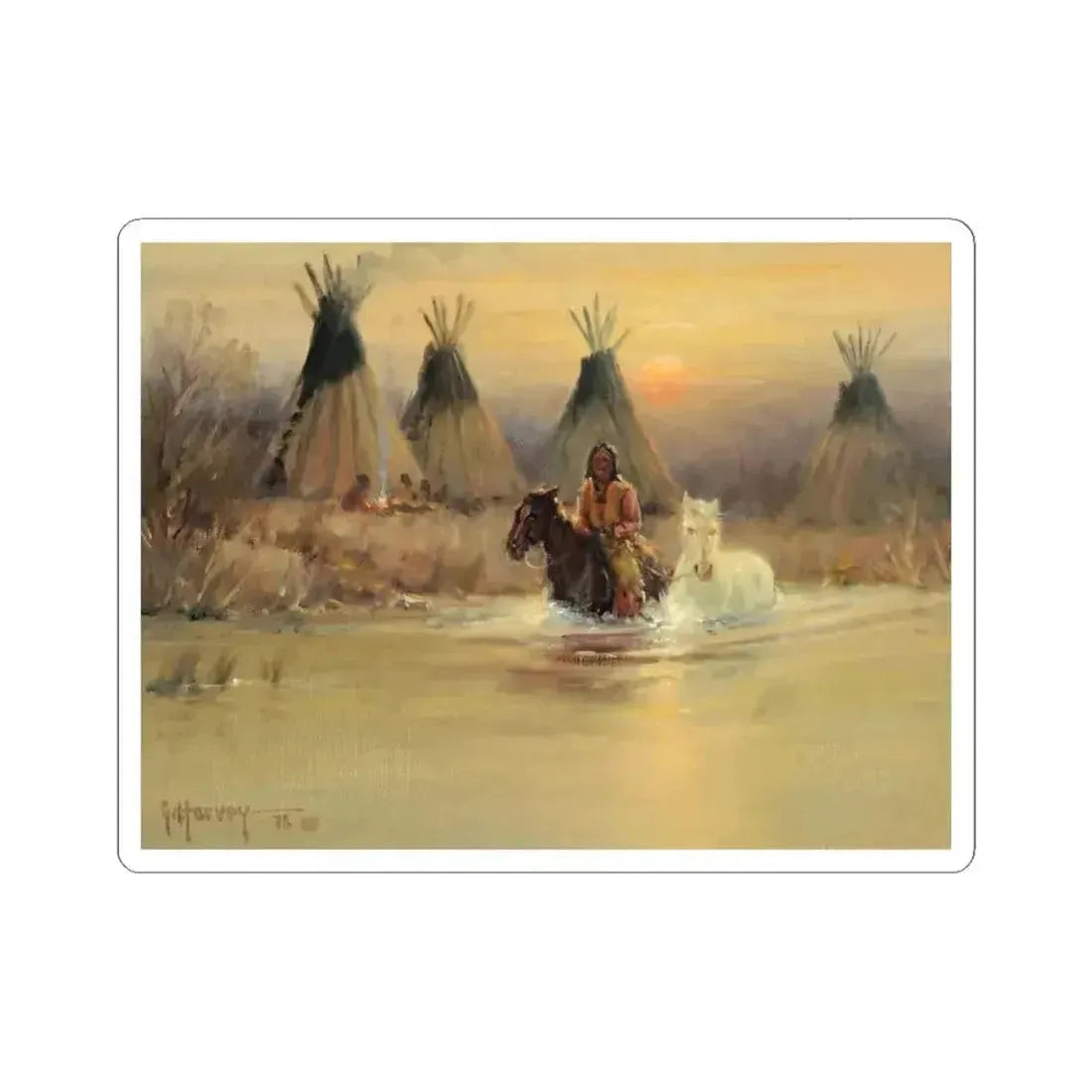 HarveyG-HisPride (Native Americans in Art) STICKER Vinyl Kiss-Cut Decal 4 Inch White - The Sticker Space