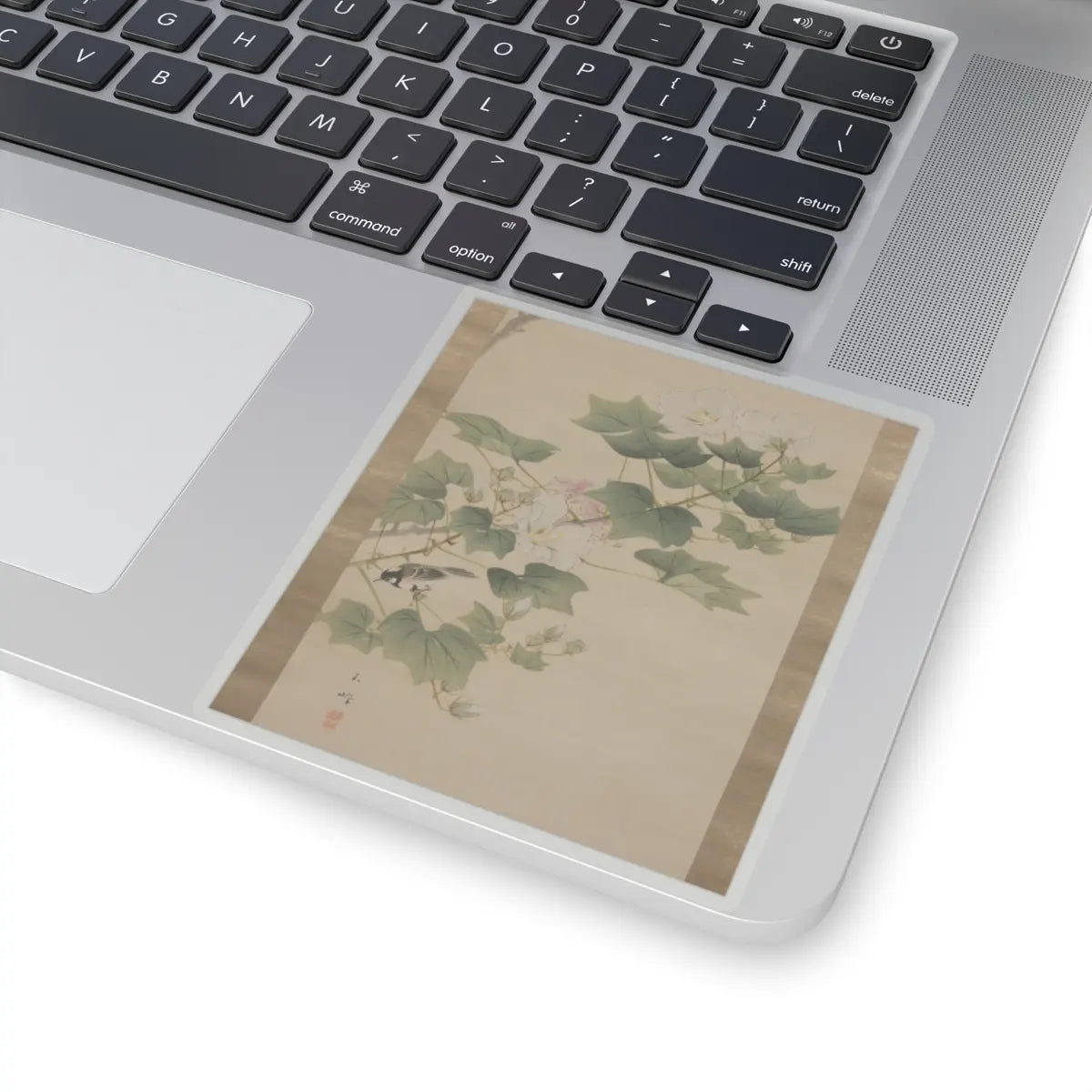Hasegawa Gyokuhō 長谷川玉峰 - Flowering Shrubs and Field Sparrows () - 19th century v6 - STICKER Vinyl Kiss-Cut Decal
