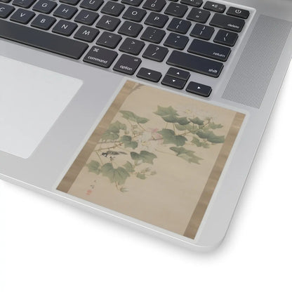 Hasegawa Gyokuhō 長谷川玉峰 - Flowering Shrubs and Field Sparrows () - 19th century v6 - STICKER Vinyl Kiss-Cut Decal