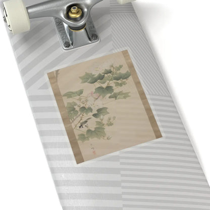 Hasegawa Gyokuhō 長谷川玉峰 - Flowering Shrubs and Field Sparrows () - 19th century v6 - STICKER Vinyl Kiss-Cut Decal
