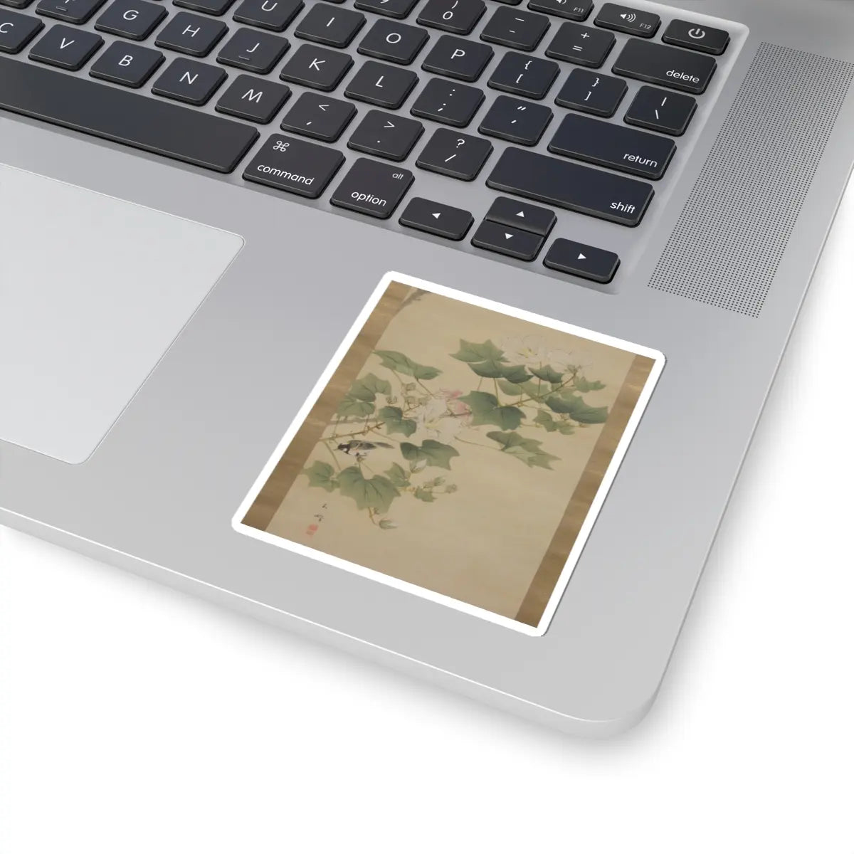 Hasegawa Gyokuhō 長谷川玉峰 - Flowering Shrubs and Field Sparrows () - 19th century v6 - STICKER Vinyl Kiss-Cut Decal