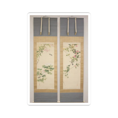 Hasegawa Gyokuhō - Roses and Field Sparrow () - 19th century v1 - STICKER Vinyl Kiss-Cut Decal