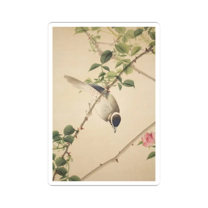 Hasegawa Gyokuhō - Roses and Field Sparrow () - 19th century v11 - STICKER Vinyl Kiss-Cut Decal