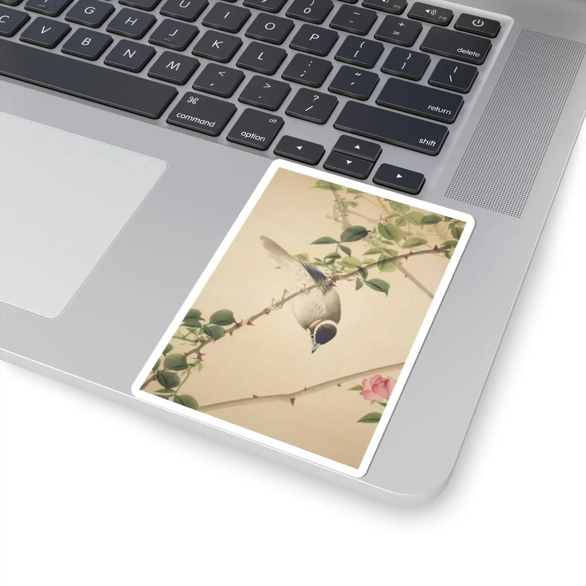 Hasegawa Gyokuhō - Roses and Field Sparrow () - 19th century v11 - STICKER Vinyl Kiss-Cut Decal