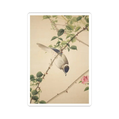 Hasegawa Gyokuhō - Roses and Field Sparrow () - 19th century v11 - STICKER Vinyl Kiss-Cut Decal