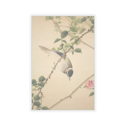 Hasegawa Gyokuhō - Roses and Field Sparrow () - 19th century v11 - STICKER Vinyl Kiss-Cut Decal