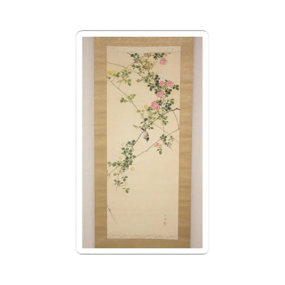 Hasegawa Gyokuhō - Roses and Field Sparrow () - 19th century v2 - STICKER Vinyl Kiss-Cut Decal