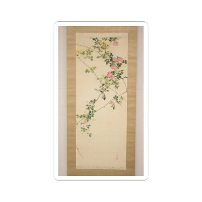 Hasegawa Gyokuhō - Roses and Field Sparrow () - 19th century v2 - STICKER Vinyl Kiss-Cut Decal